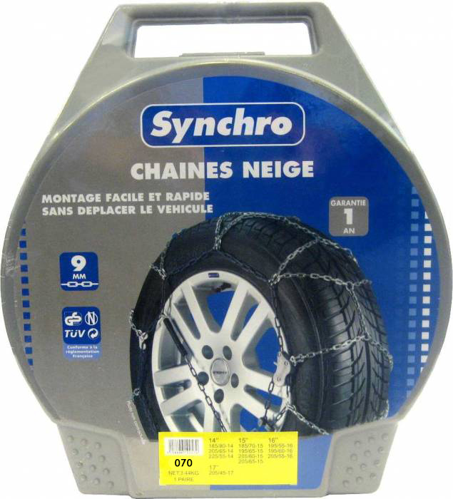 Chaines neige 9mm ECO 80 - 195 65 R15, 195 55 R16, 205 55 R16 et +